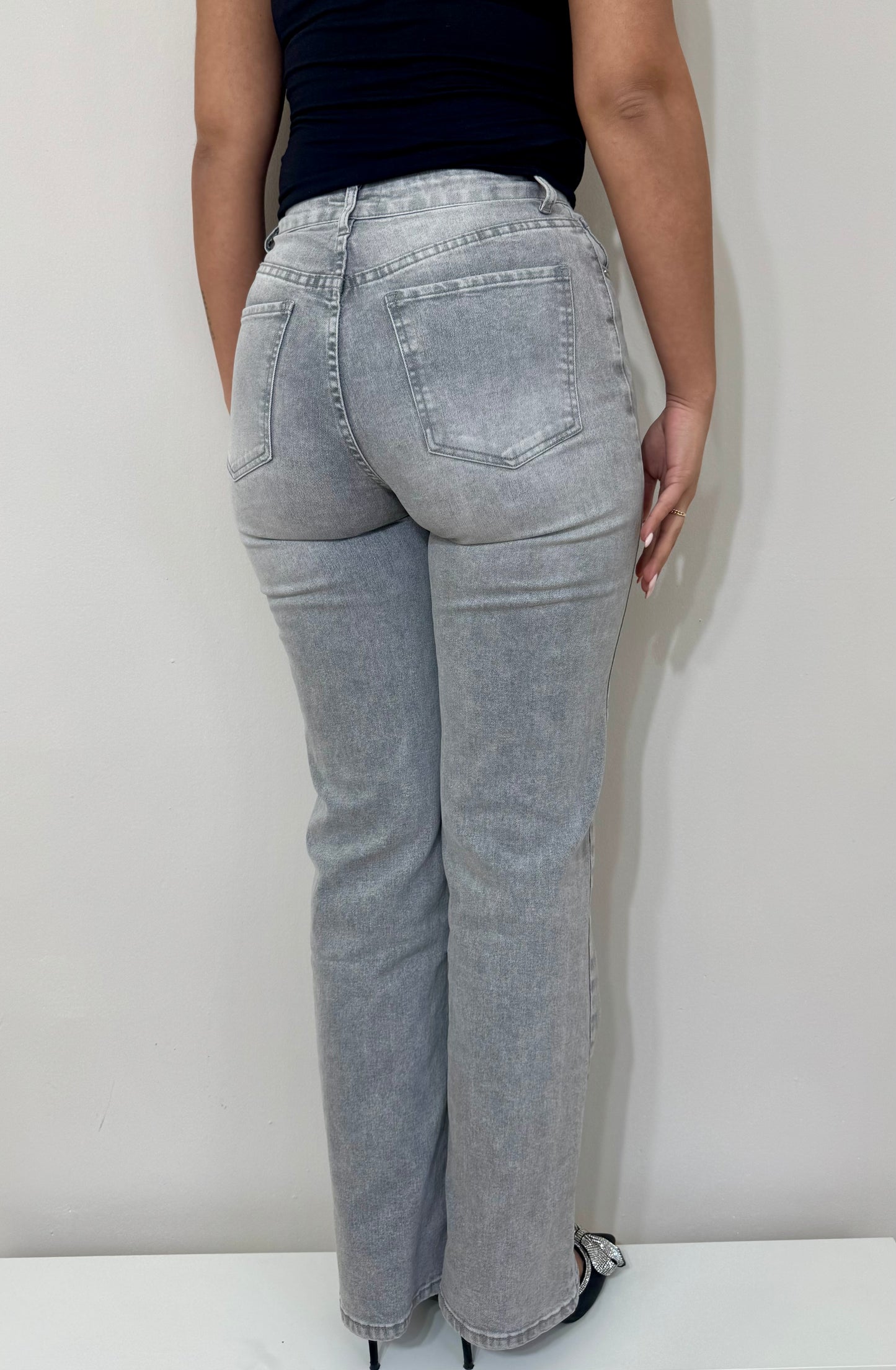 WIDE LEG JEANS GRIJS