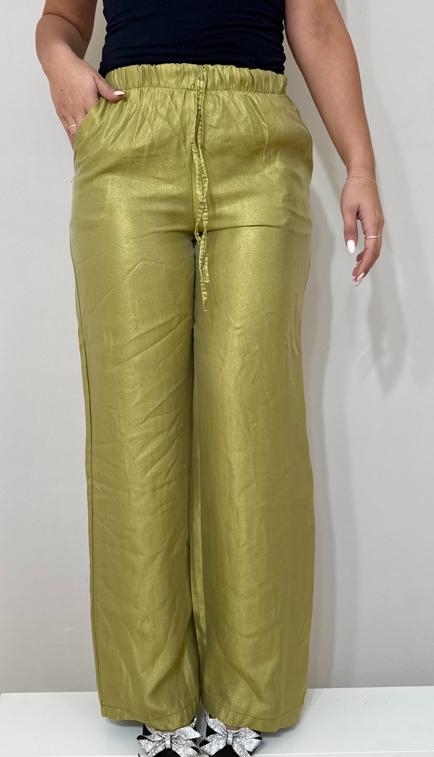 SATIN BROEK GROEN