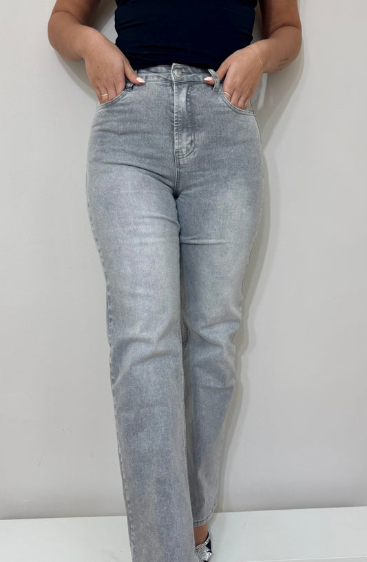 WIDE LEG JEANS GRIJS