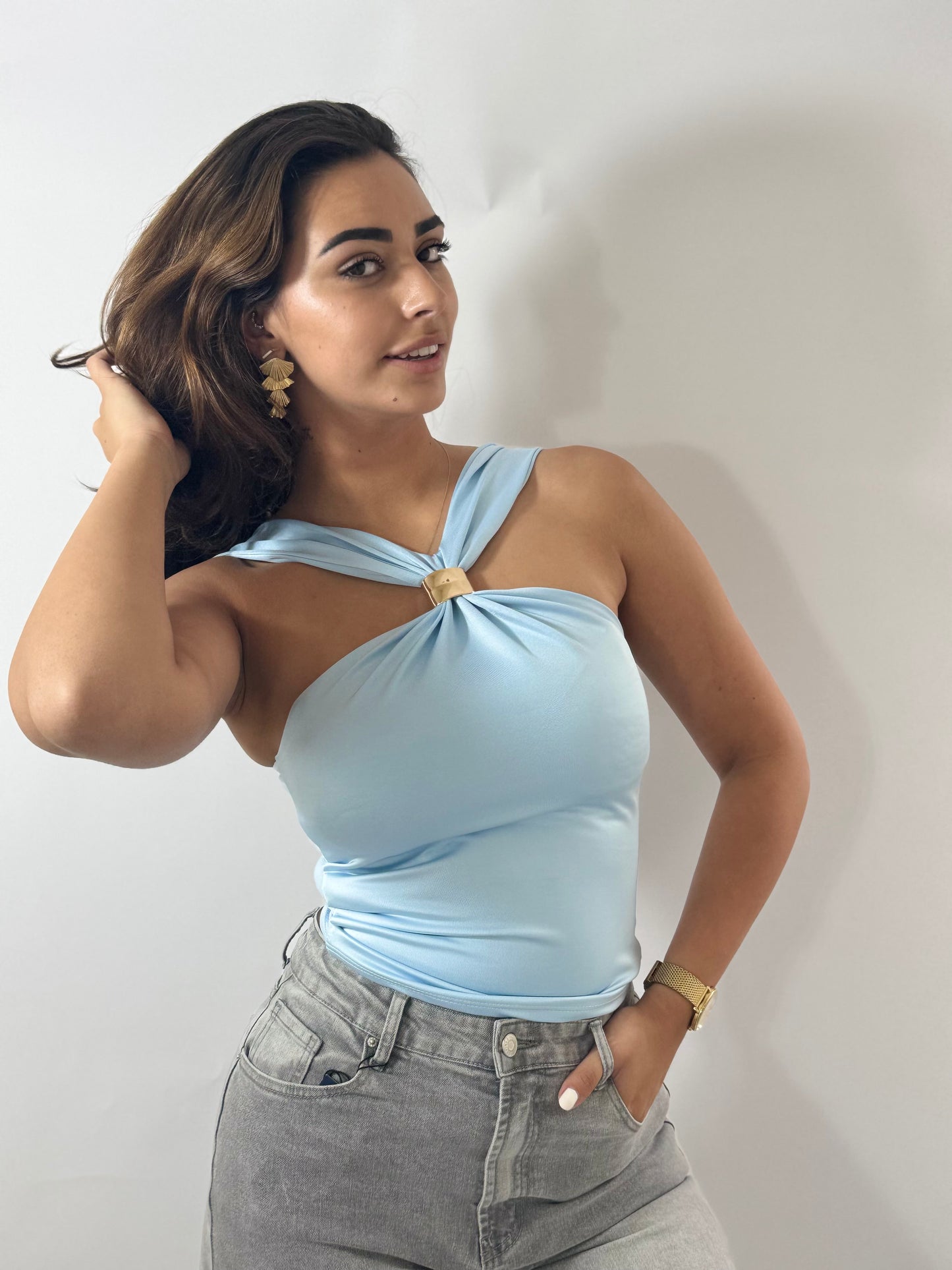 Soft Blue Detail Top